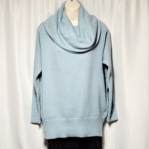 Lifestyle Warm & Cozy Ice Blue Cotton Oversized Cowl Neck Sweater Women's (L)